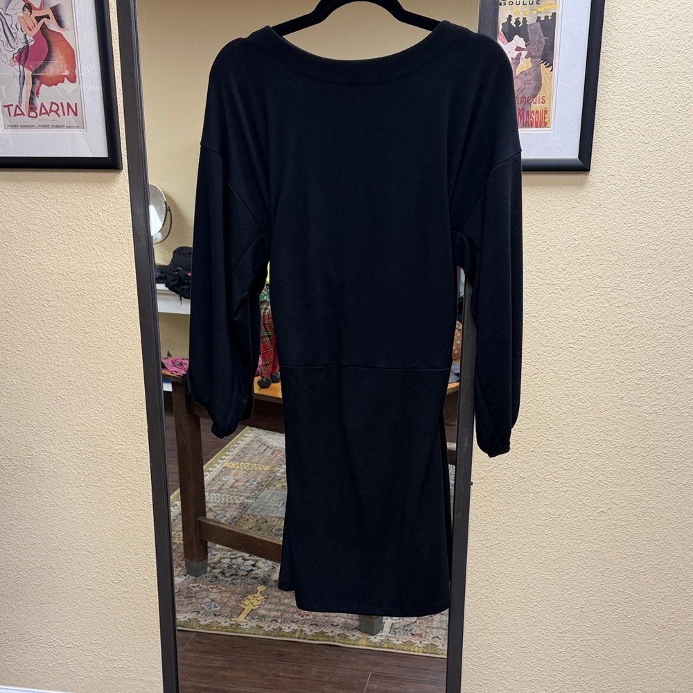 Free people lightweight sweater Black Dress lace-up back L